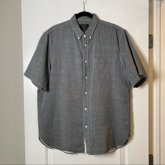 rag & bone Other - Rag & Bone Grey Short Sleeve Button Down Cotton Shirt